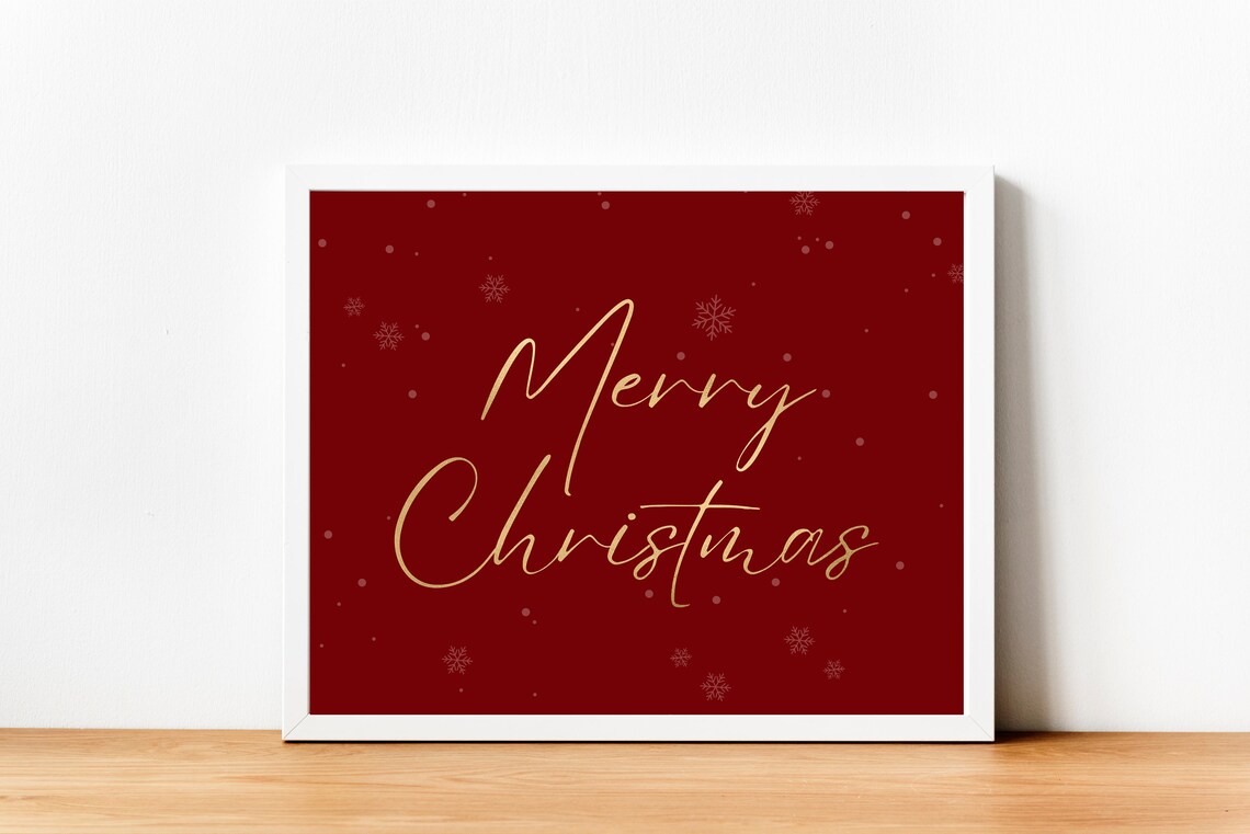 Merry Christmas Sign Art Print, Holiday Decor - Image 3