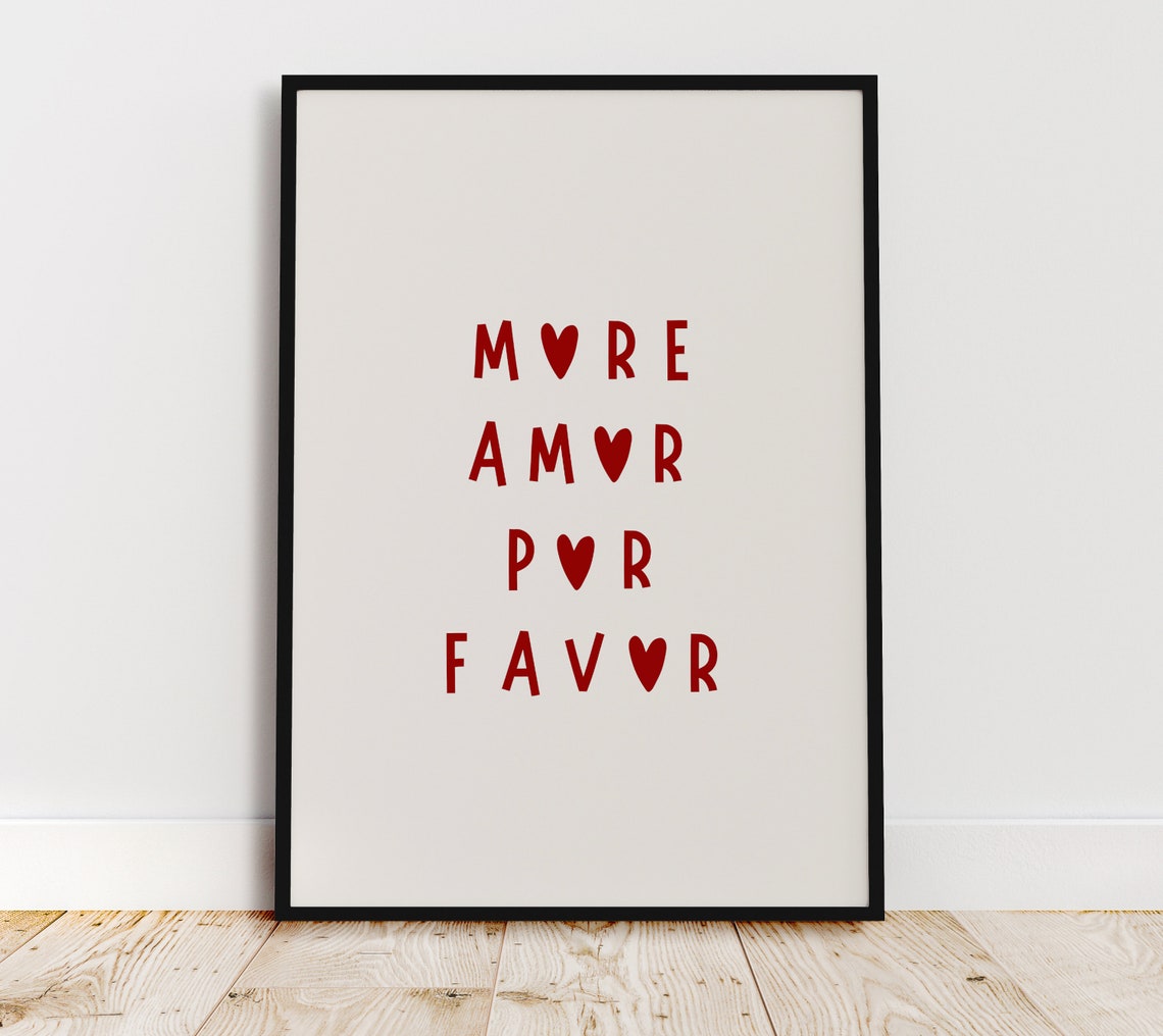 More Amor Por Favor Red Heart Typography Dorm Wall Decor Poster - Image 5