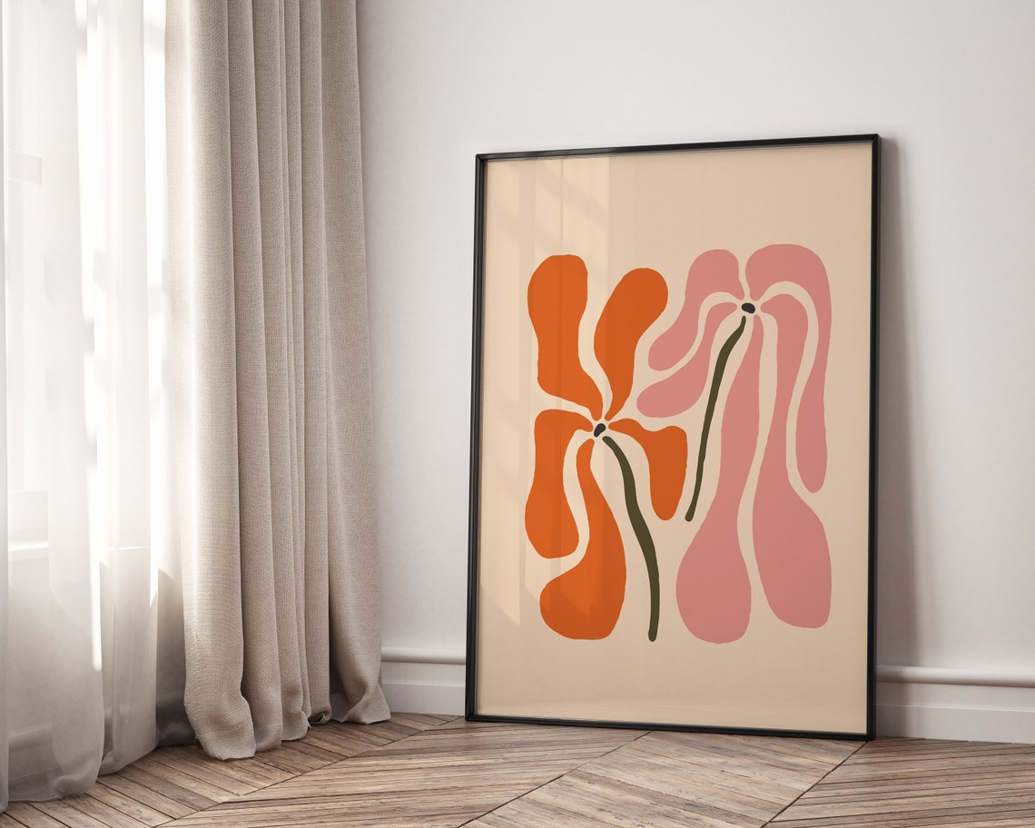 Matisse Style Abstract Floral Shapes Terracotta Pink Wall Poster - Image 8