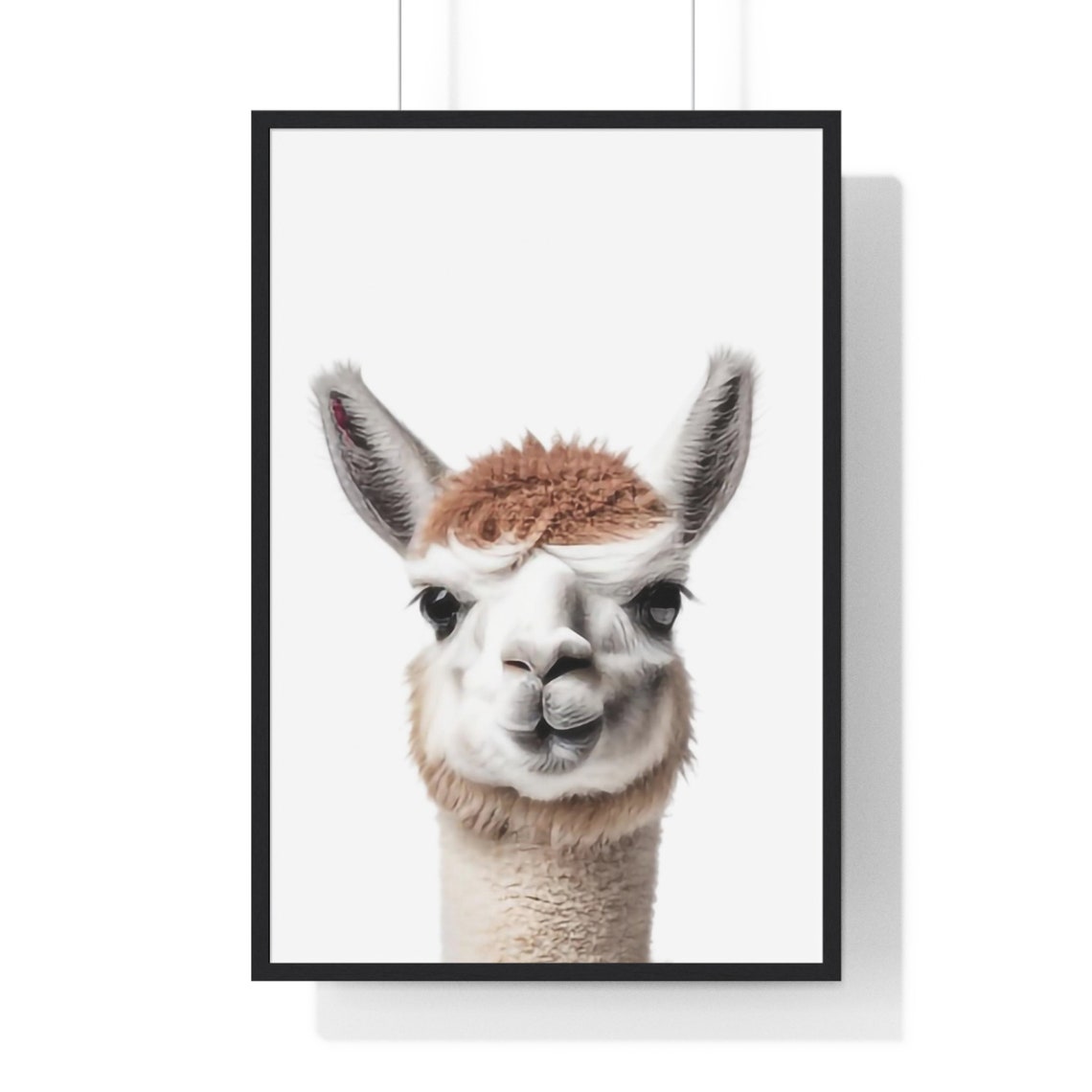 Curious Baby Alpaca Portrait in Soft Color Nursery Style Poster - Image 2