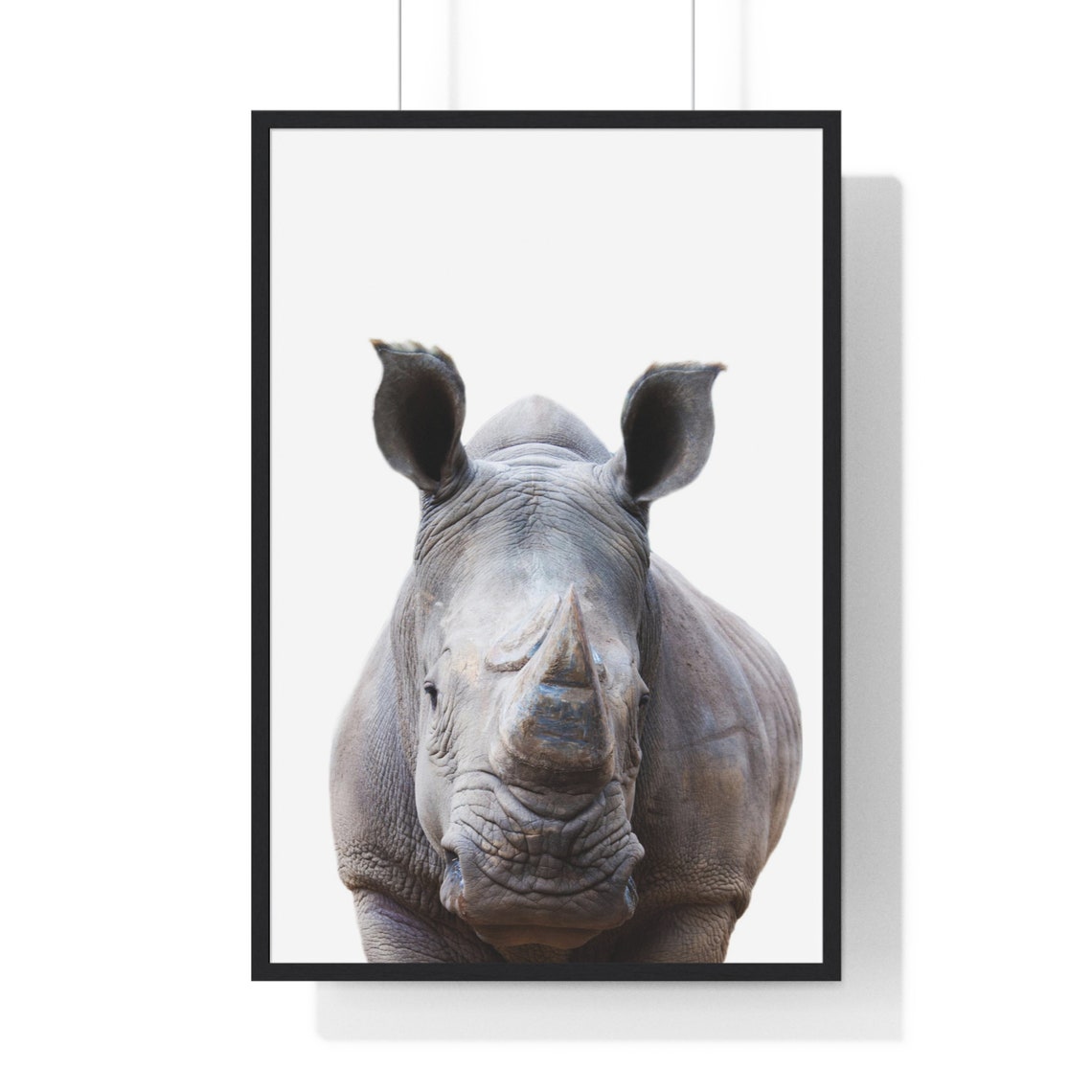 Cute Baby Rhino Head Portrait in Soft Color Nursery Style Poster - Image 2