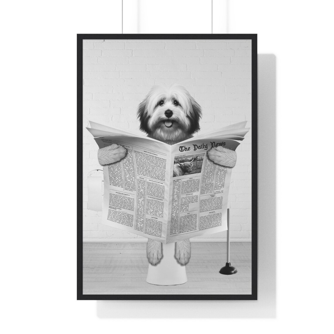Havanese Wall Art Funny Bathroom Print Toilet Poster Bathroom Art Havanese Black And White