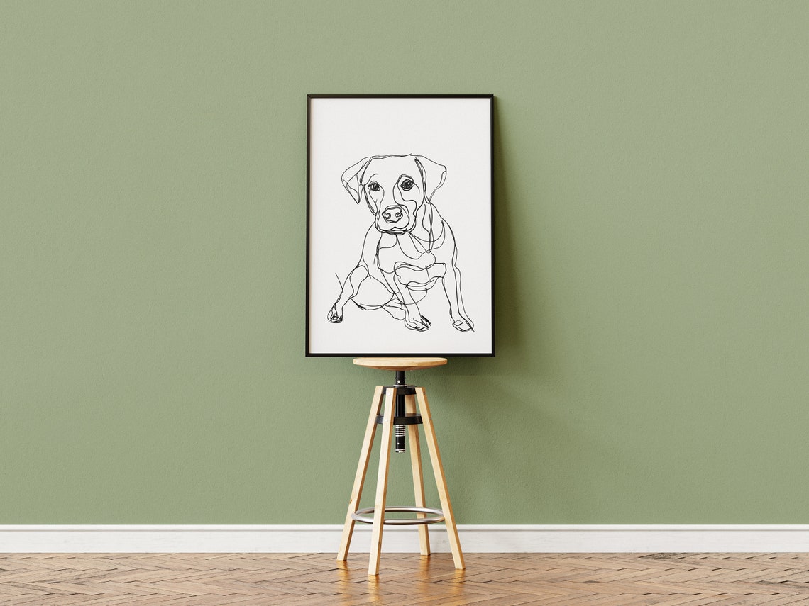Labrador Relaxed Sprawling Joyful Loose Line Drawing Art Poster - Image 2