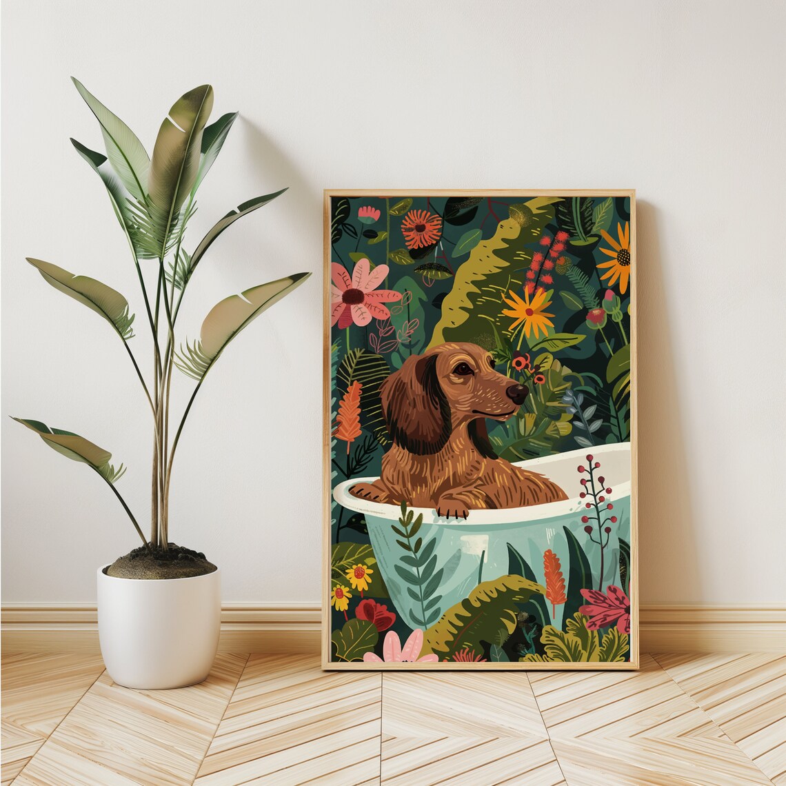 Dachshund Animal Kids Room Boho Jungle Art Print - Image 3