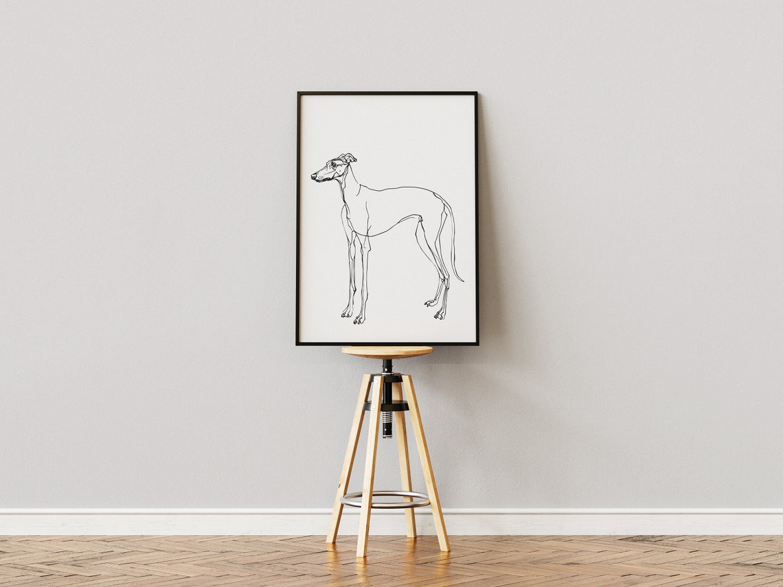 Greyhound Standing Side Profile Minimal Continuous Line Drawing Poster - Image 3