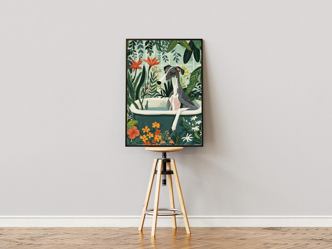 Greyhound Animal Kids Room Art Print, Boho Jungle - Image 3
