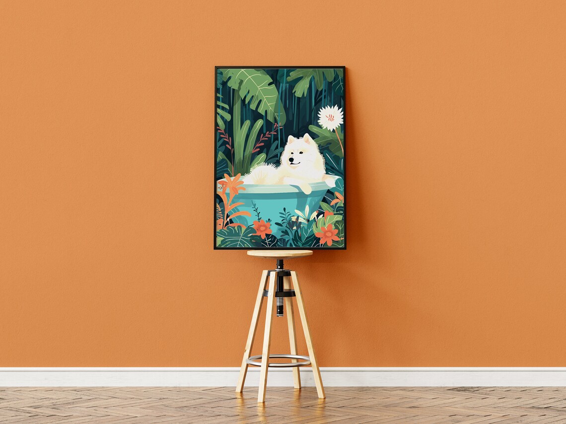 Samoyed Boho Jungle Poster, Eclectic Tropical Decor - Image 3