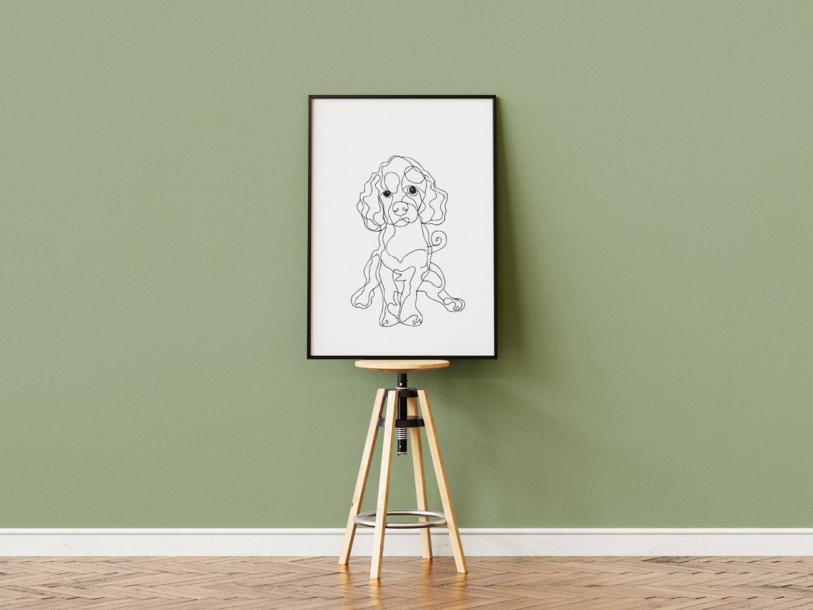 Cocker Spaniel Puppy Sitting Continuous Line Drawing Cute Dog Poster - Image 2