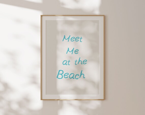 Meet Me At The Beach Print Trendy Coastal Cowgirl Print Beach House Decor Ocean Wall Art Cute Beachy Poster Minimalist Coastal Quote