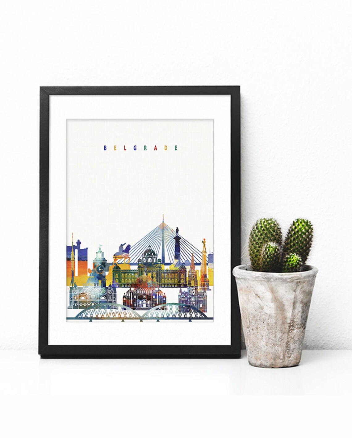 Belgrade Watercolor City Skyline Serbia Print Home Decor Modern - Image 2