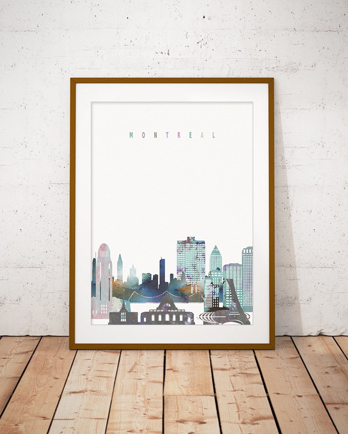 Charming Montreal Watercolor Skyline Bridge Home Decor Poster - Image 2