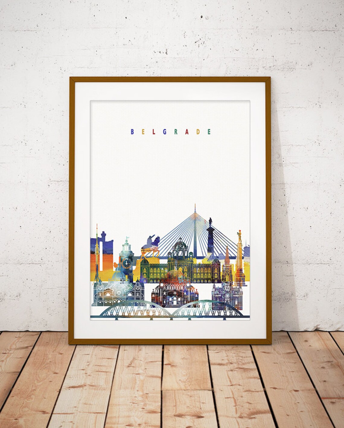 Belgrade Watercolor City Skyline Serbia Print Home Decor Modern