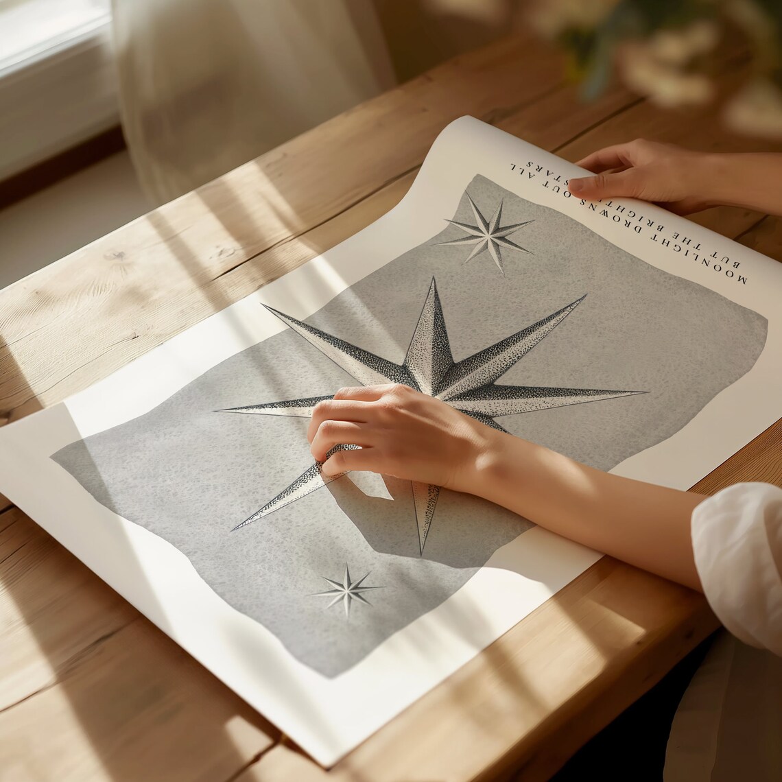 Moonlight Brightest Stars Quote Poster Celestial Star Compass Wall Art Print - Image 2