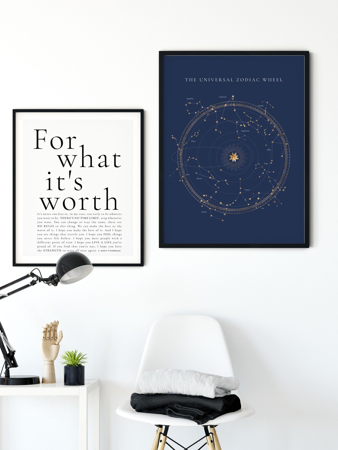 Universal Zodiac Wheel Gold Navy Constellation Celestial Wall Poster - Image 5