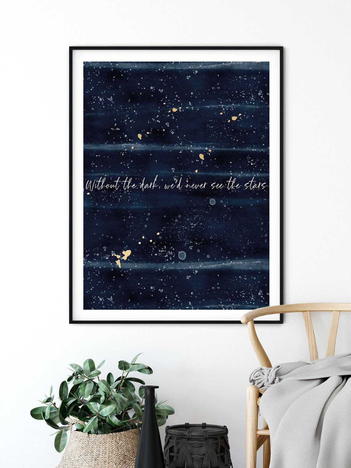 Without The Dark Stars Watercolor Night Sky Inspirational Quote Poster - Image 5