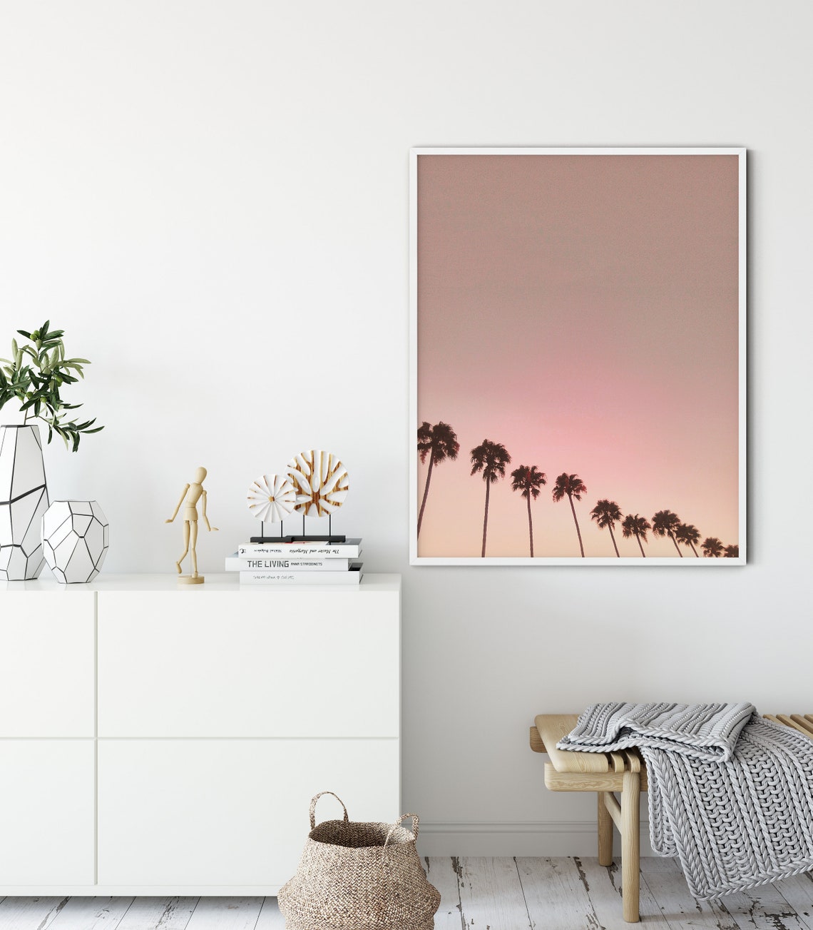 California Palm Trees Silhouette Pink Sunset Tropical Wall Art Poster - Image 4