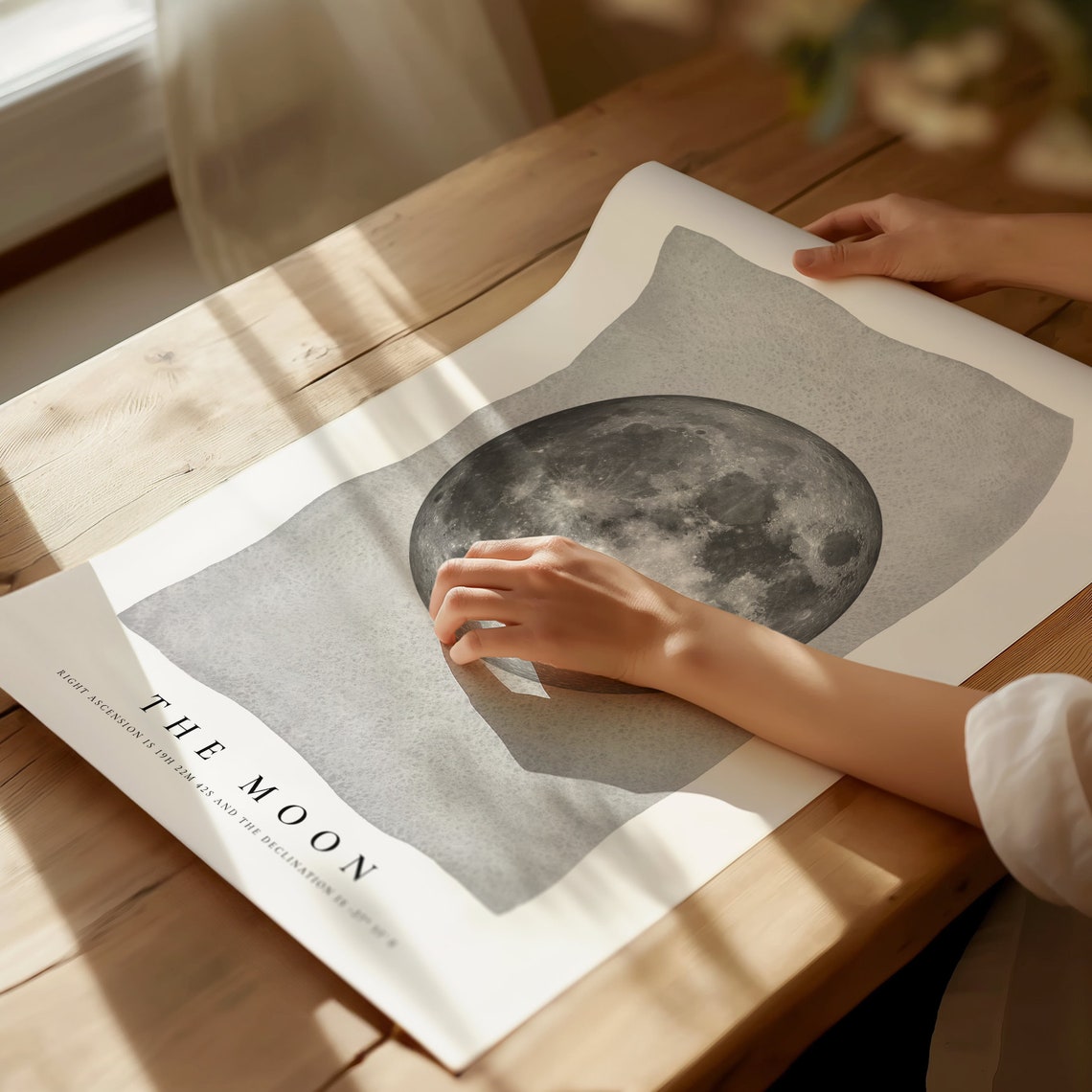 Full Moon Lunar Watercolor Astronomy Minimalist Nordic Scandi Poster - Image 2