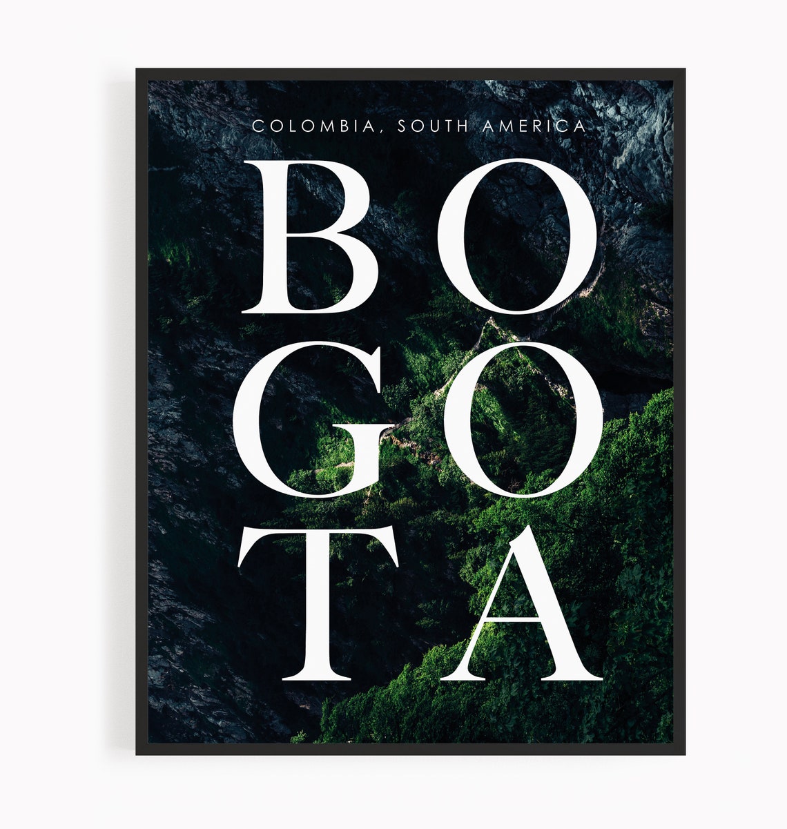 Bogota Colombia South America Bold Typography Forest Mountain Print - Image 3