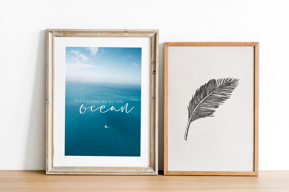 Youll Find Me By The Ocean Sailboat Aerial Blue Coastal Wall Print - Image 2