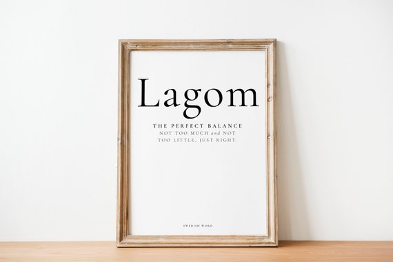 Lagom Inspirational Poster Definition Poster Inspirational Print Gift Swedish Inspirational Word Scandinavian Print Scandi Decor