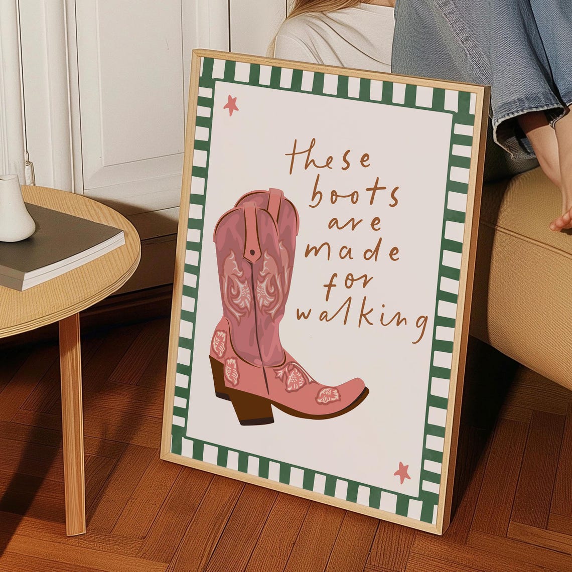 These Boots Are Made For Walking Pink Cowboy Boots Western Poster - Image 5