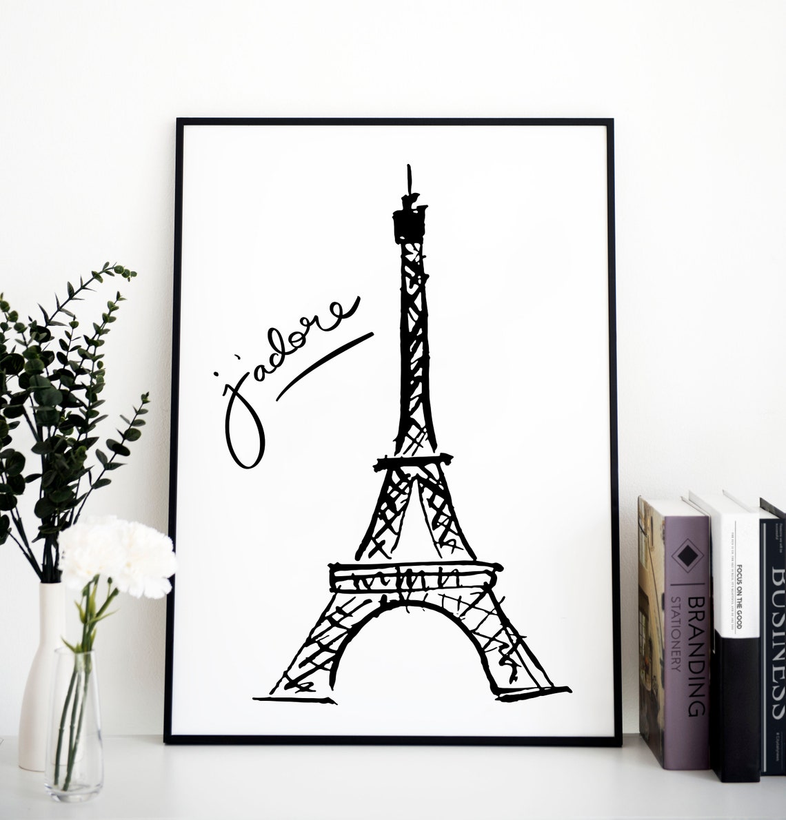 Paris Eiffel Tower J'adore Hand Drawn Sketch Minimalist Travel Poster - Image 4