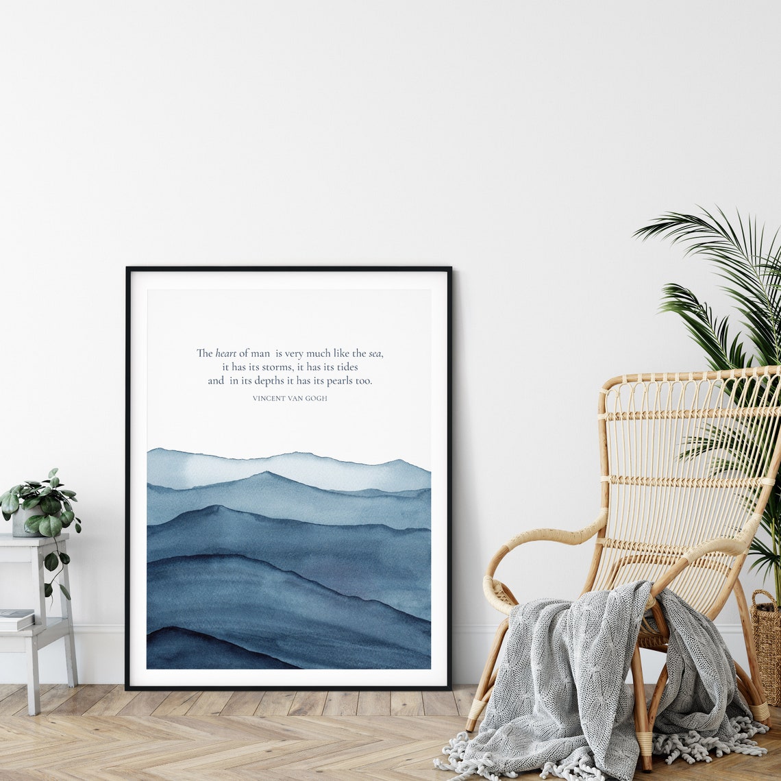 Vincent Van Gogh Heart Like The Sea Quote Blue Watercolor Wall Poster - Image 3