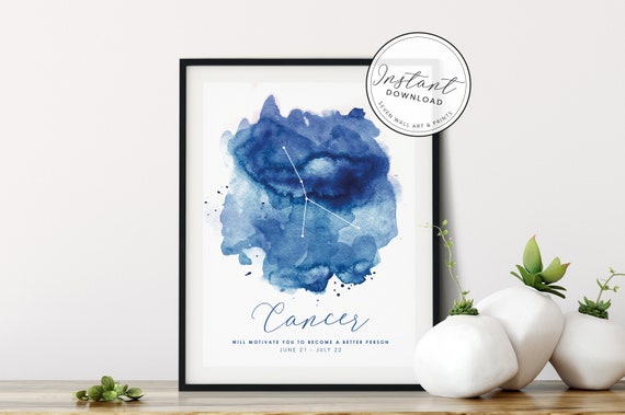 Personalised Zodiac Starsign Wall Art Cancer Star Sign Horoscope Zodiac Print Personalised Constellation Art Print Zodiac Nursery Gift
