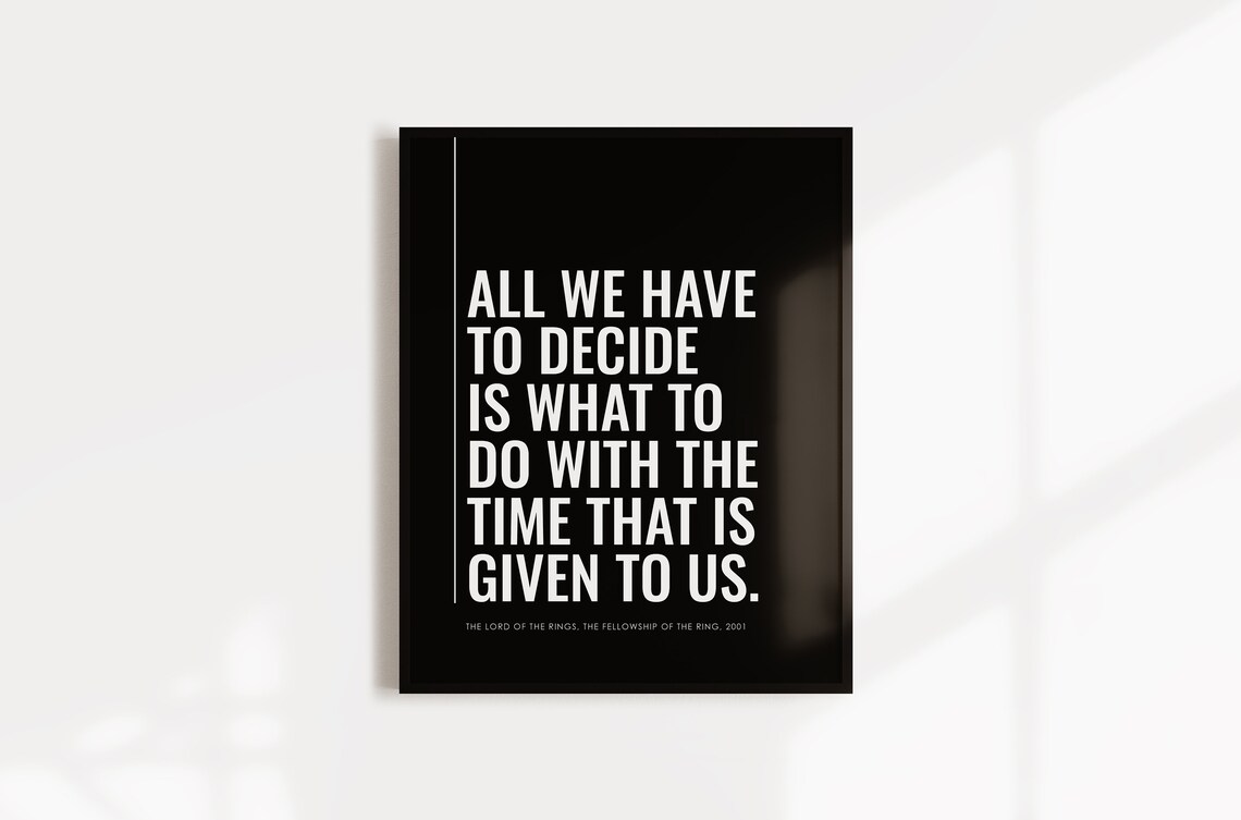 Lord Of The Rings All We Have To Decide Quote Black Movie Poster - Image 4