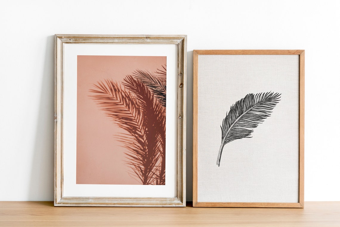Pink Tropical Palm Shadow Wall Photography Minimalist Summer Print - Image 3