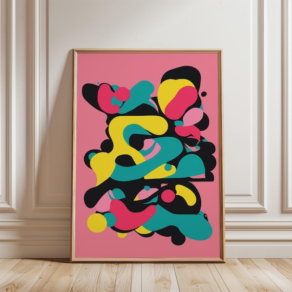 Color Form No 369 Pop Bloom Bold Abstract Art Print Colorful Wall Decor Modern Retro Poster