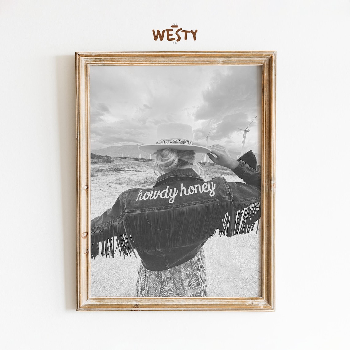 Howdy Honey Cowgirl Fringe Jacket Black And White Desert Photo Poster