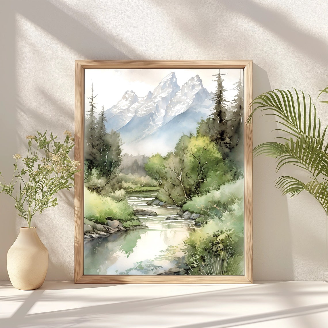 Mountain River Watercolor Painting Print - Image 3