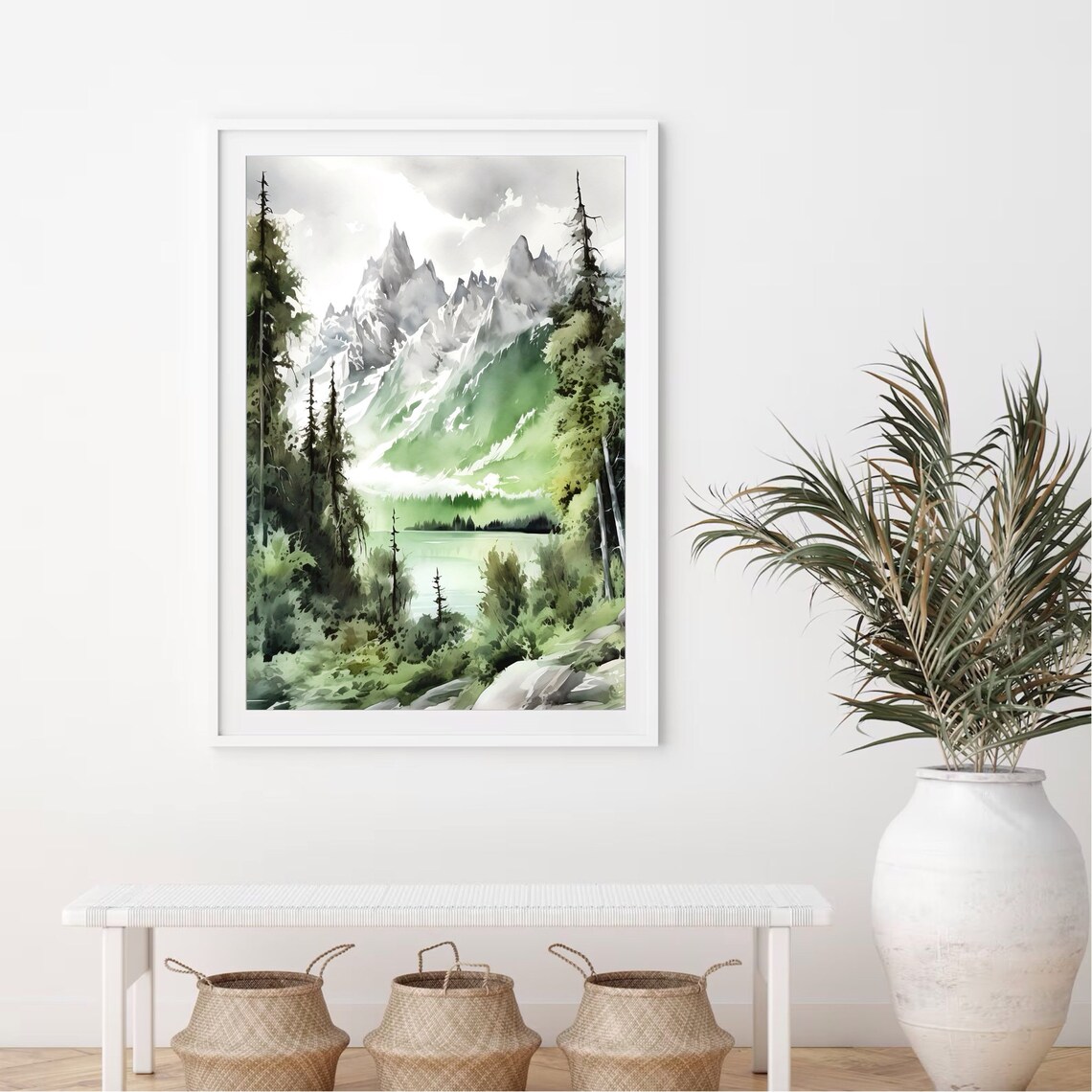 Grand Teton Watercolor Art Print, Mountain Landscape - Image 2