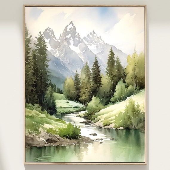 Grand Teton Art Print Grand Tetons National Park Watercolor Print Mountain Wall Art National Park Art Mountain Print Home Decor Gift