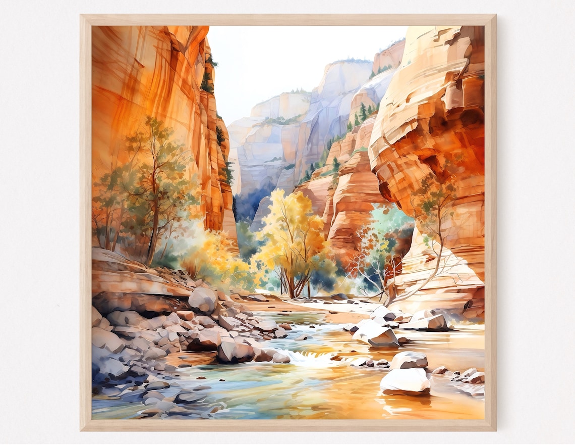 Zion National Park Utah Watercolor Art Print