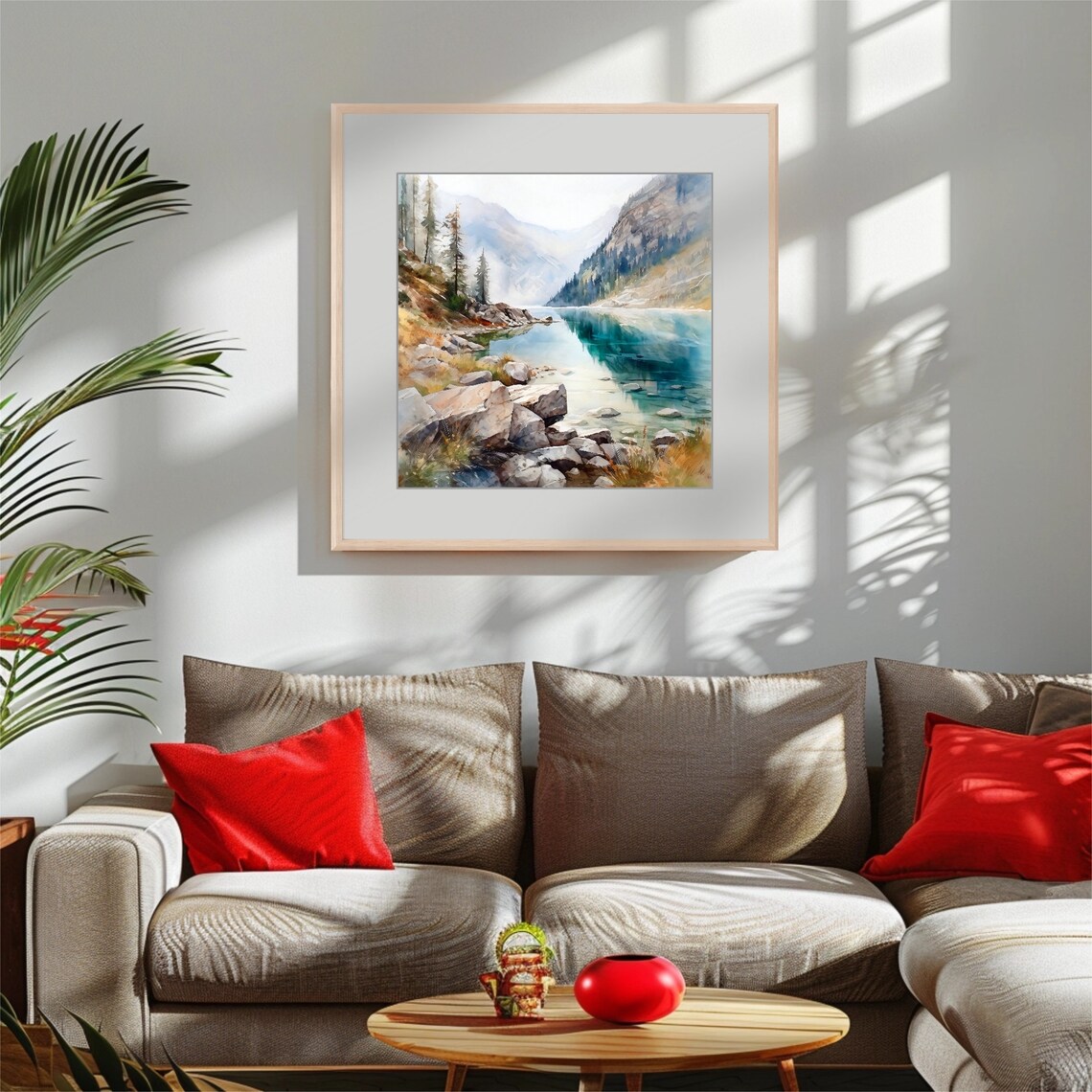 Mountain Landscape Watercolor Painting, Mountain Lake - Image 2