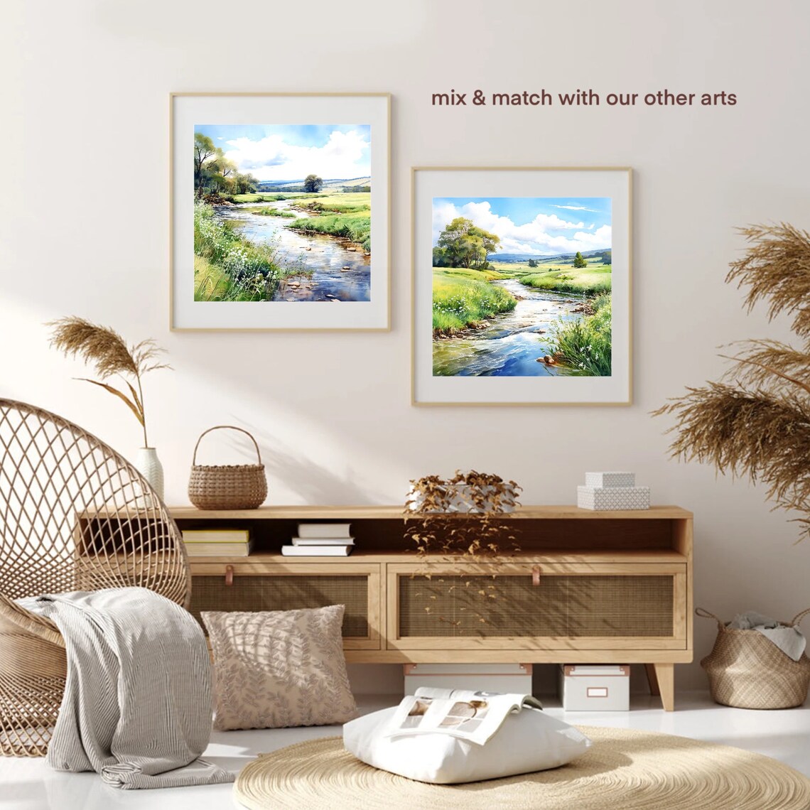 Country River Landscape Watercolor Art Print - Image 2