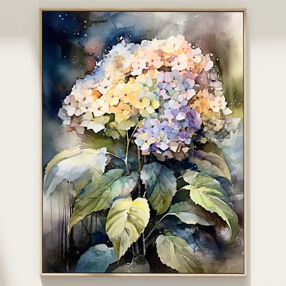 Hydrangea Watercolor Blue Purple Botanical Art Print
