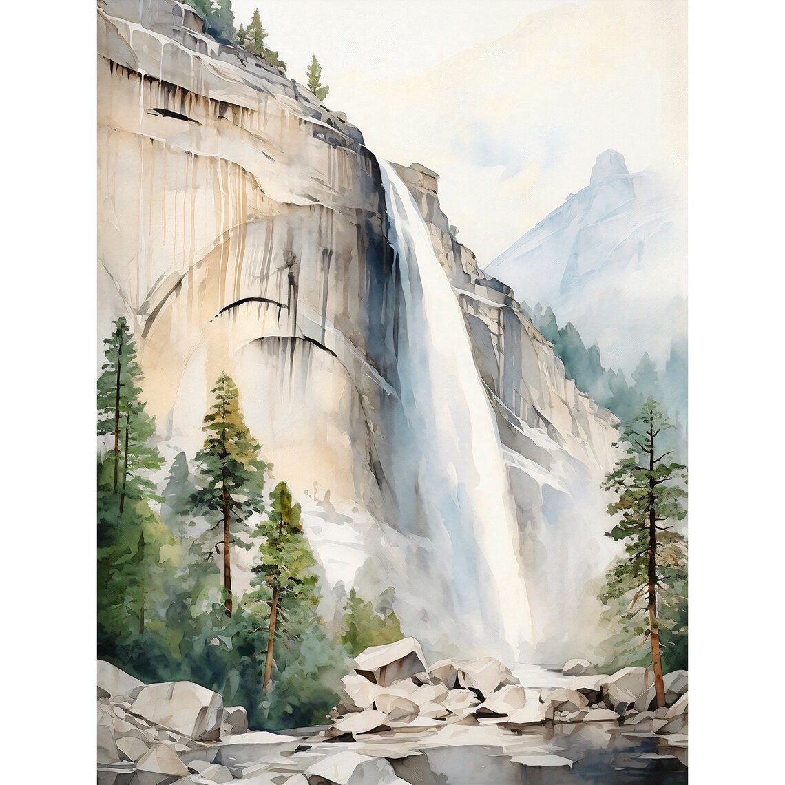 Yosemite National Park - Watercolor Travel Art - Image 2