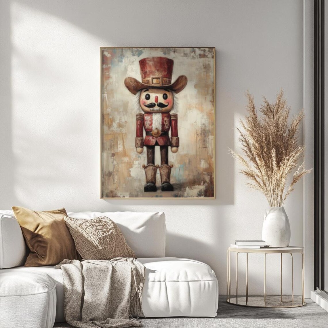 Cowboy Nutcracker Art Print, Texas Holiday Decor - Image 2