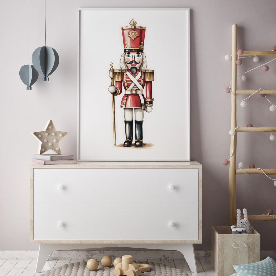 Cute Christmas Nutcracker Print Kids Christmas Decor Nutcracker Poster Holiday Wall Art Nursery Christmas Poster Nutcracker Painting - Image 3