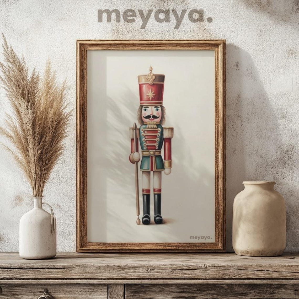 Nutcracker Toy Star Crown Teal Uniform Minimalist Christmas Poster - Image 3