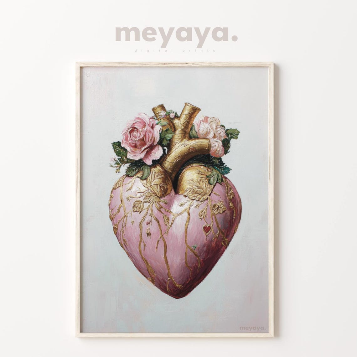 Floral Heart Print Anatomy Heart Painting Valentines Day Wall Art Cardiology Gift Anatomical Heart Art Pink Decor Vintage Mexican Art - Image 5
