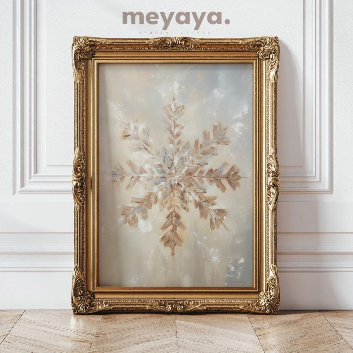 Snowflake Vintage Oil Painting Christmas Poster - Image 5