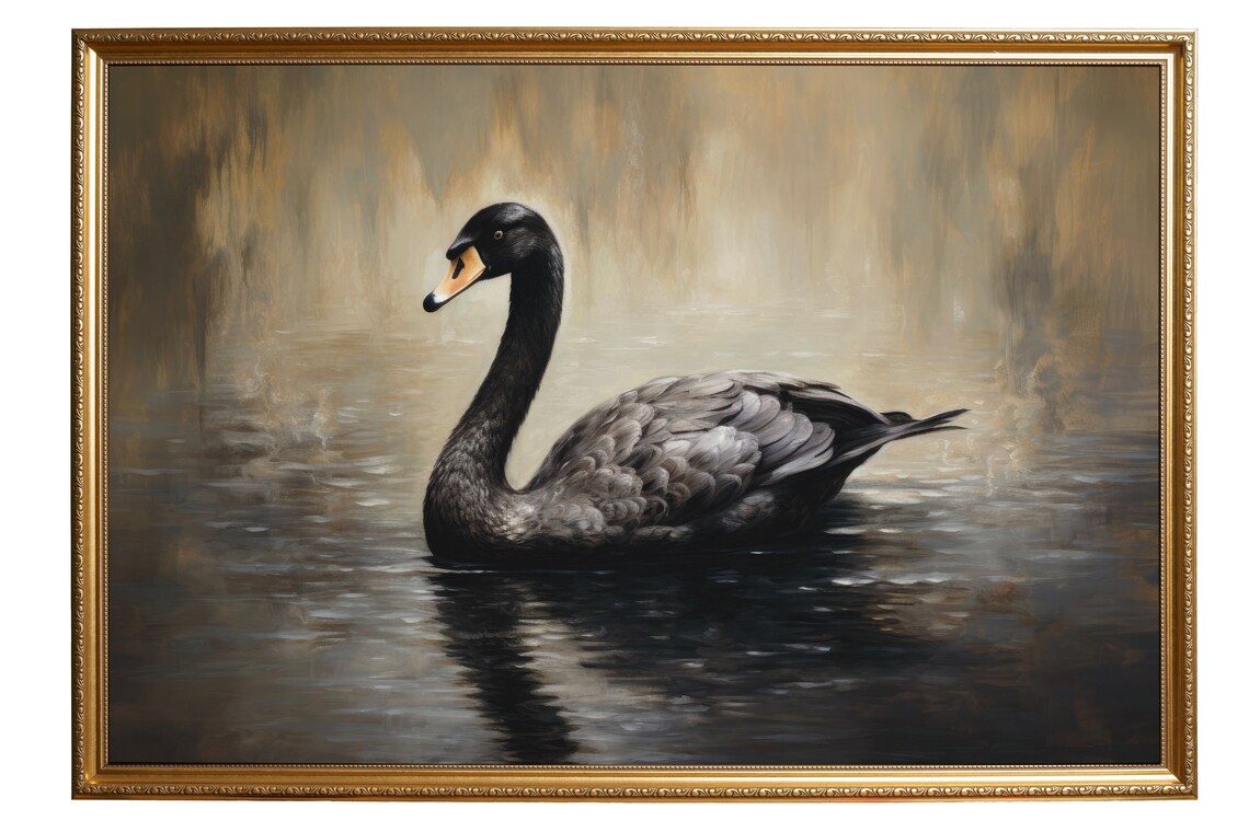Vintage Black Swan Art Print, Farmhouse Rustic Decor - Image 4
