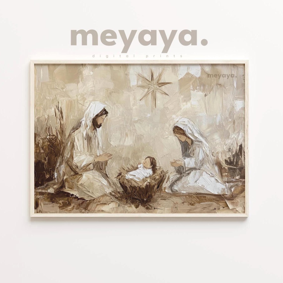 Vintage Nativity Scene Christian Christmas Art Print - Image 2