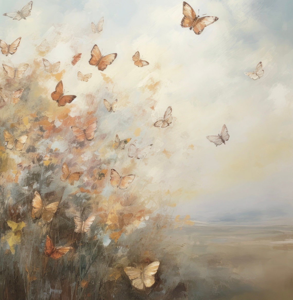 Butterflies Rising Into Soft Sky Vintage Dreamy Nature Poster - Image 6