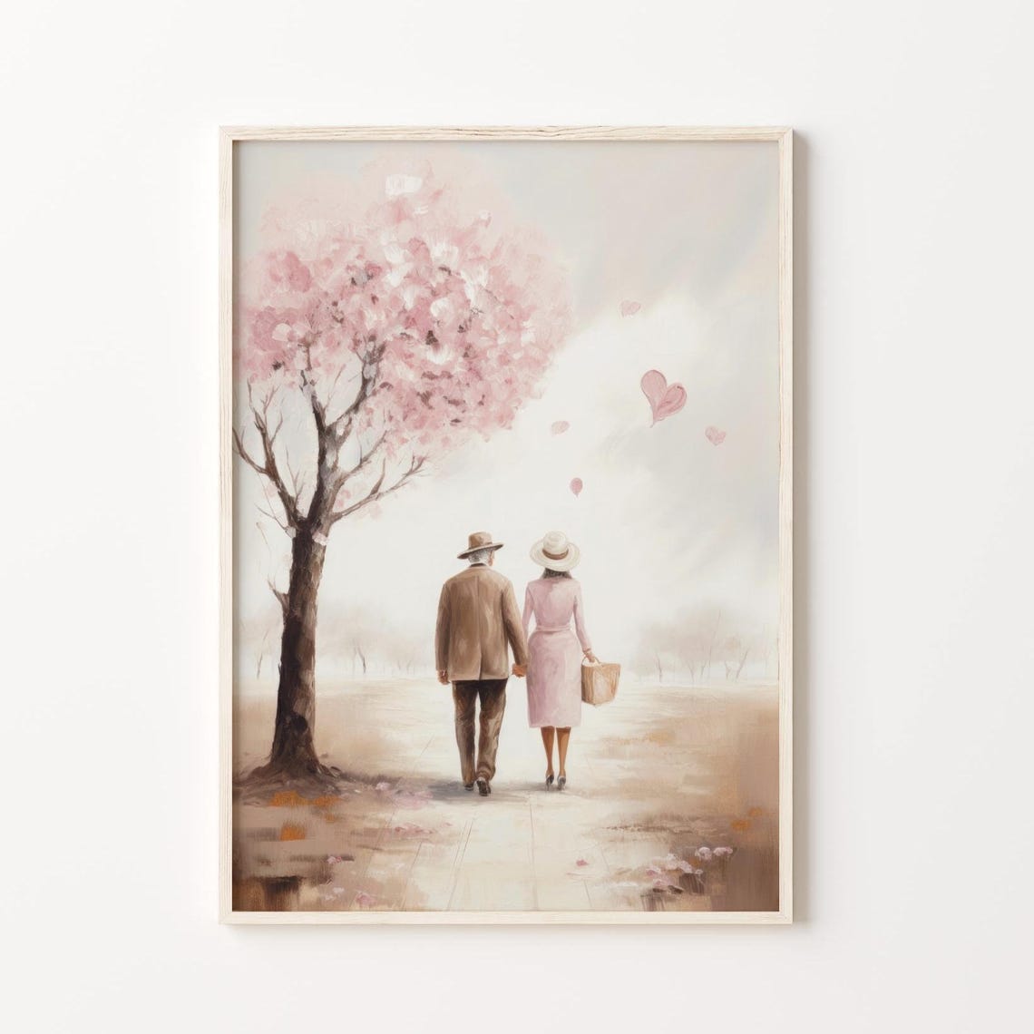 Couple Cherry Blossom Walk Pink Hearts Romantic Valentine Poster - Image 4