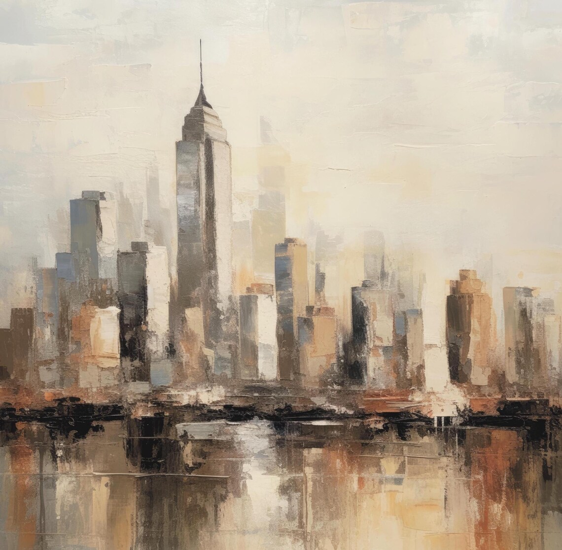 New York Skyline Empire State Abstract Muted Cityscape Poster - Image 6